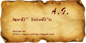 Apró István névjegykártya